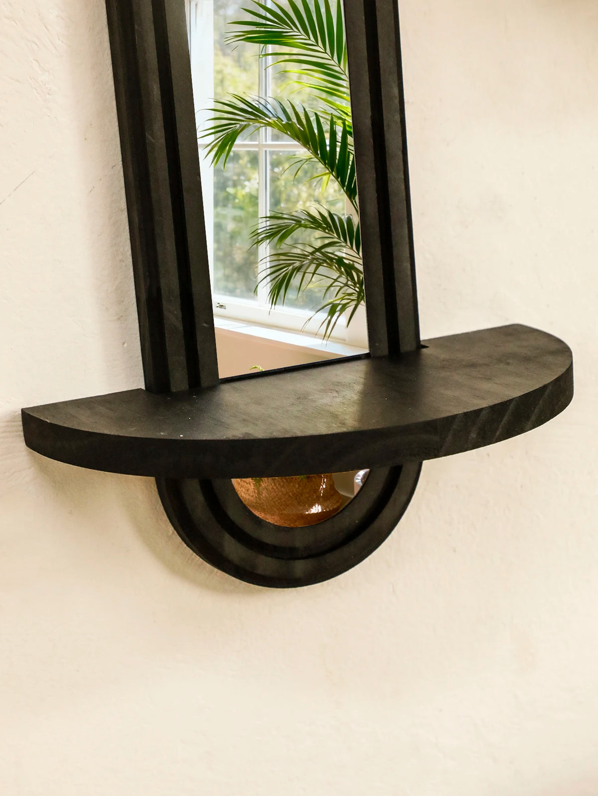Arched Wall Shelf with Mirror — Modern Geometric Design
