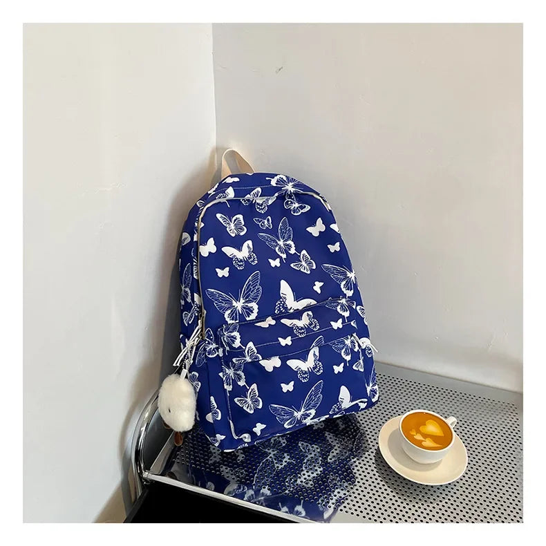 Butterfly Print Canvas Backpack for Women