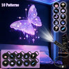LED USB projector light displaying various patterns including whale, butterfly, and star designs