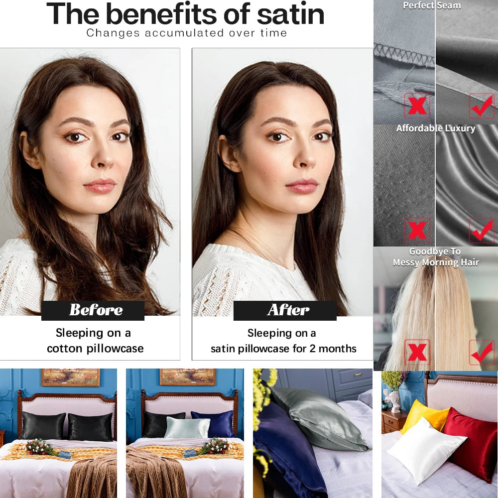 Taies d'oreiller en satin pour les cheveux et la peau