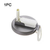 A reusable silicone can lid with a straw is shown, featuring a white straw and a gray lid.