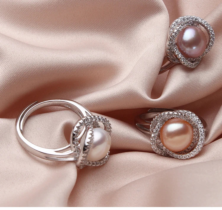 Elegant Freshwater Pearl Ring in Sterling Silver