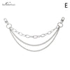 A multi-layer silver chain strap with various pendant charms.