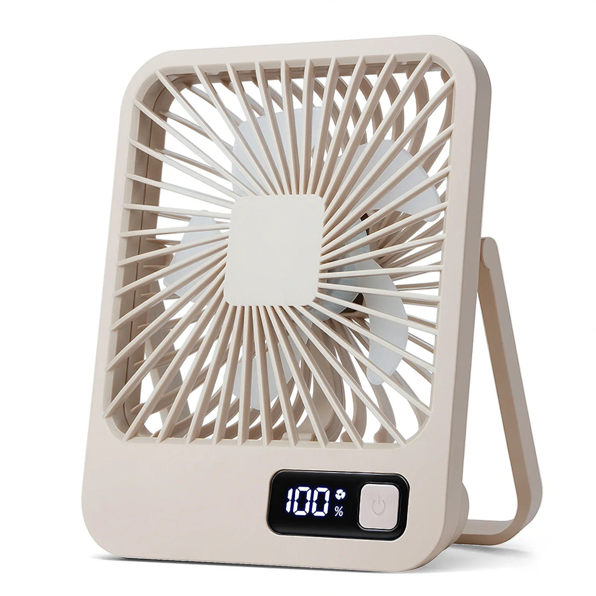 Portable USB Desk Fan with 180° Foldable Stand and Digital Display