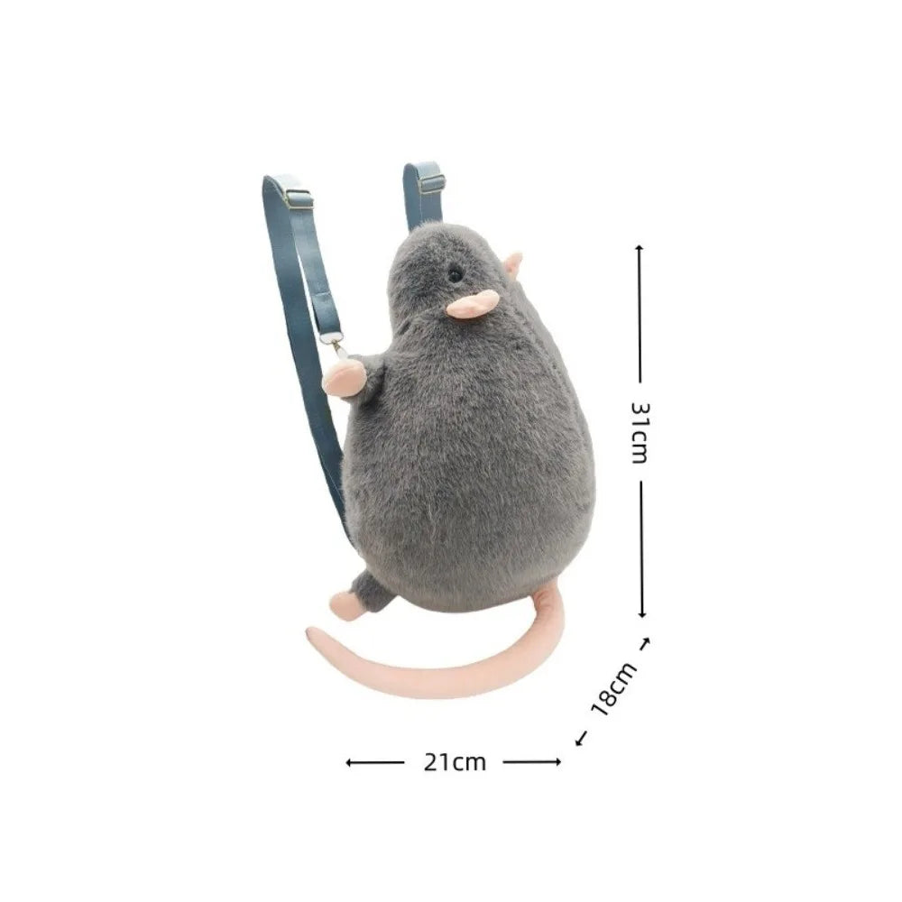 Cute Plush Mouse Backpack with Flower Design