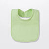 A light green cotton bandana bib for a baby, shown from the top view.