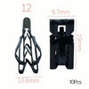 A set of black metal trim panel fastener clips with dimensions 9.7mm and 10.6mm.