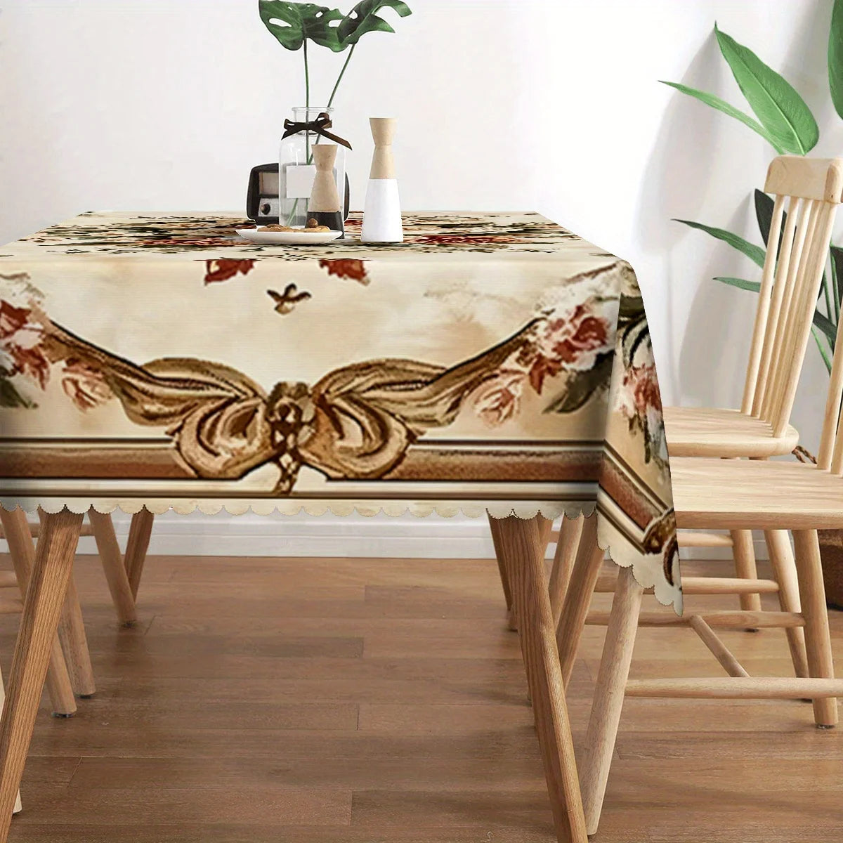 Floral Lace Tablecloth with Elegant European Print