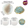 Three silicone molds shaped like roses for crafting candles, soap, and resin