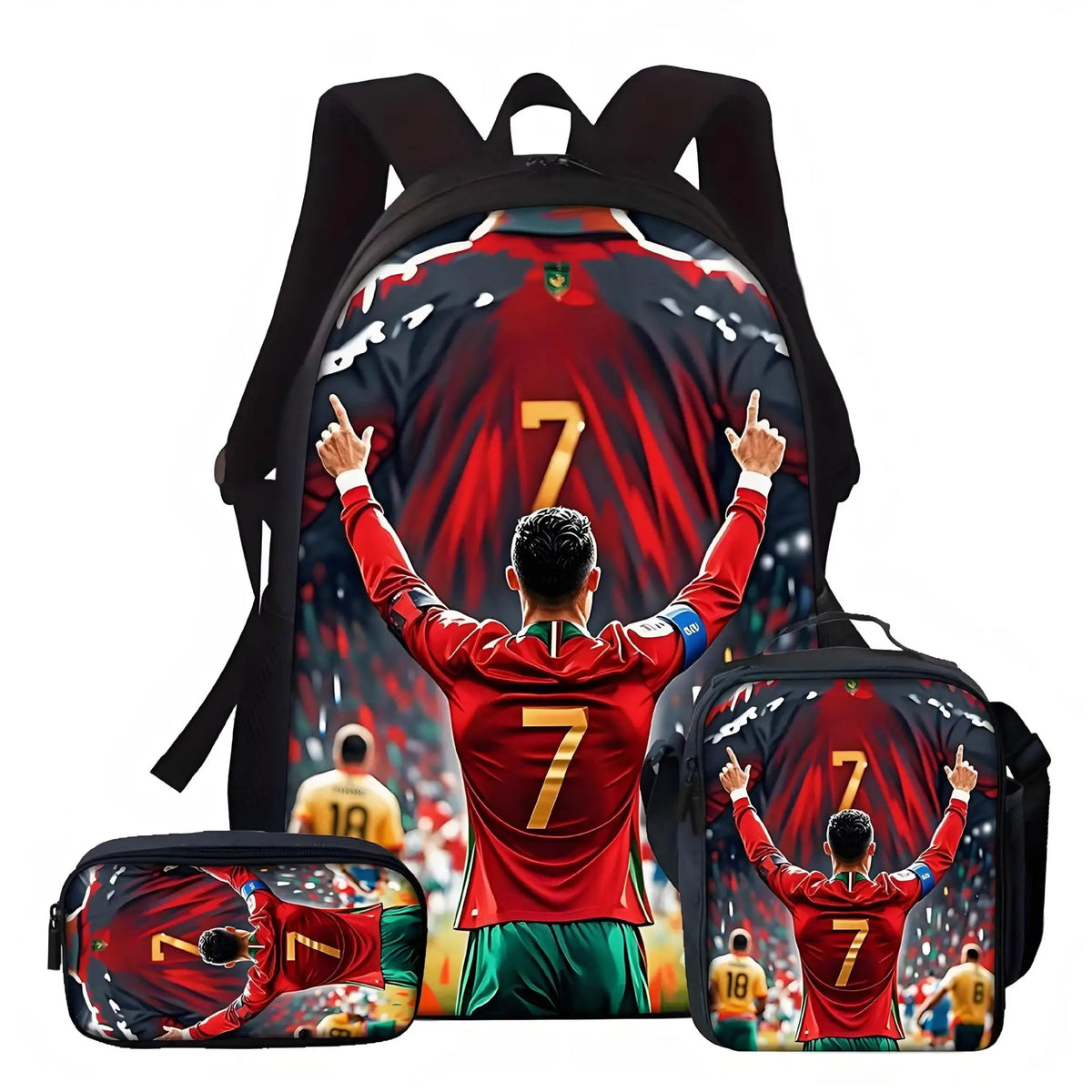 Soccer Star Backpack Set for Kids with Lunch Bag & Pencil Case