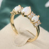 Oval Synthetic Opal Ring with Gold Plating