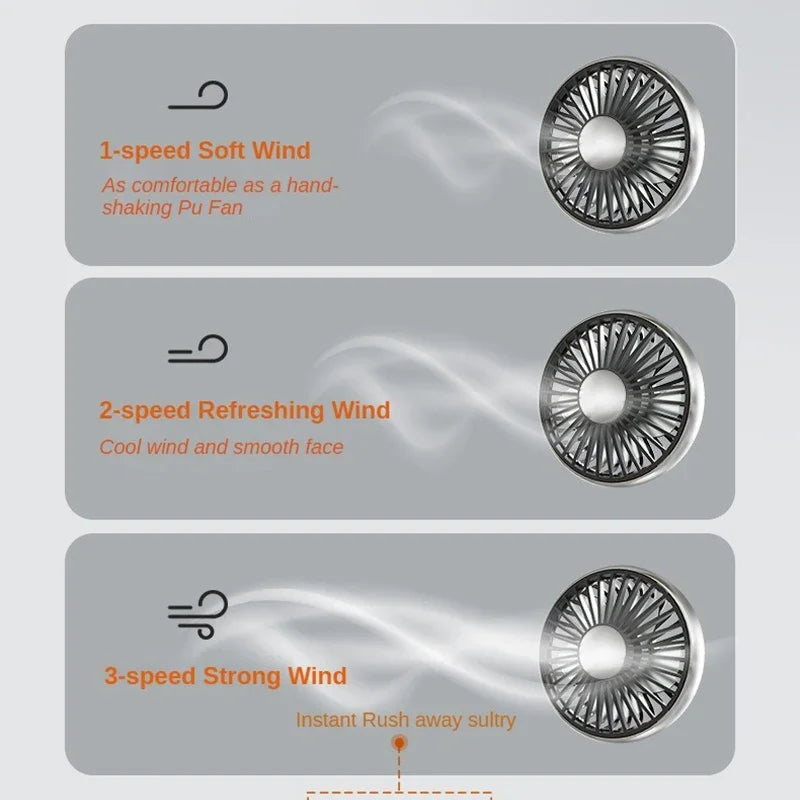 Dual-Head USB Car Fan with Adjustable LED Light