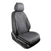 A black breathable Nappa leather seat cover for a car seat, featuring diamond stitching and anti-slip protection.
