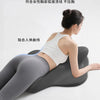 A woman is lying on a gray exercise mat, demonstrating a smooth, flexible elastic line on her body.
