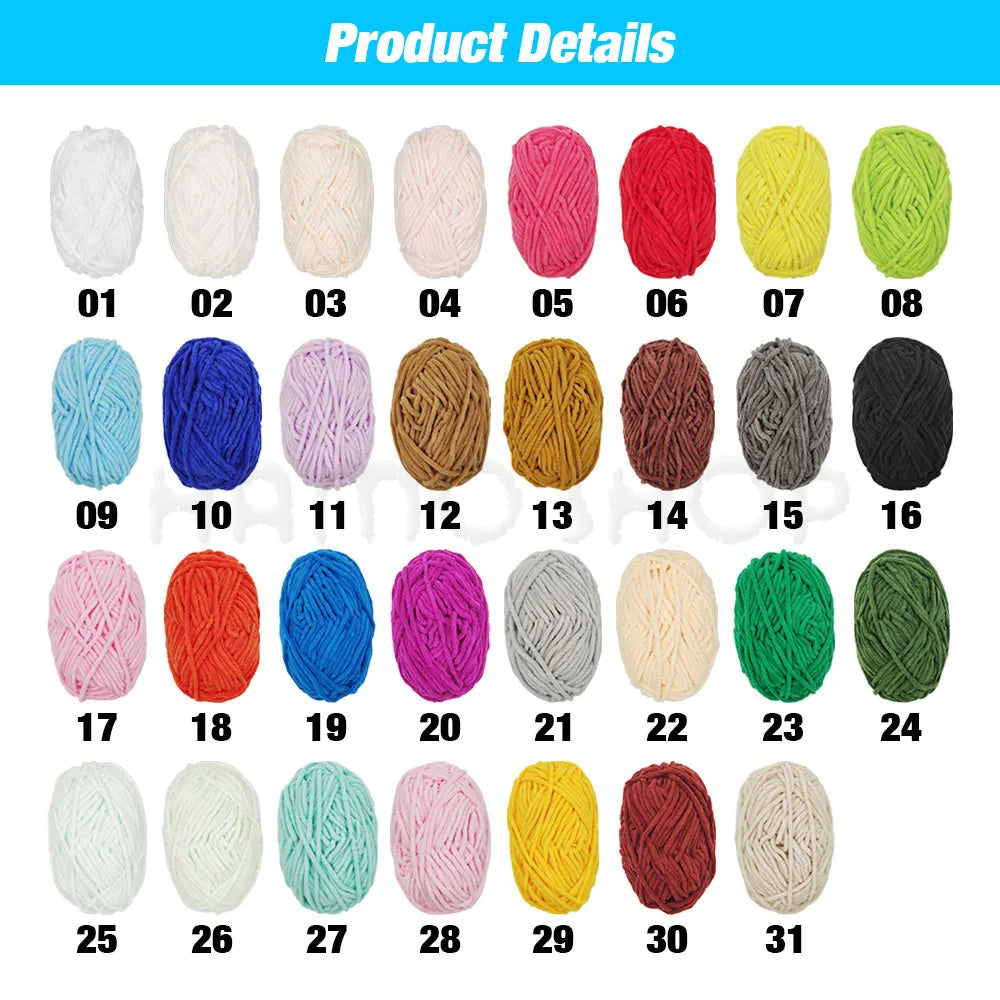 Soft Velvet Chenille Yarn for Knitting and Crochet – 2 Rolls