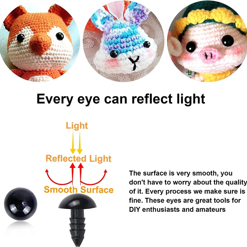 Plastic Safety Eyes for Amigurumi, Dolls & Plush Toys (Multiple Sizes)