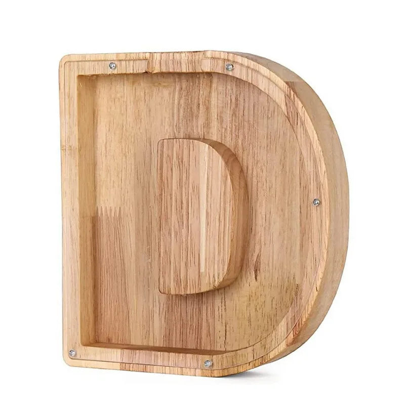 Wooden Alphabet Piggy Bank – Educational Coin Savings Box