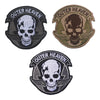 Three embroidered patches featuring a skull design with the text Outer Heaven on a dark background.