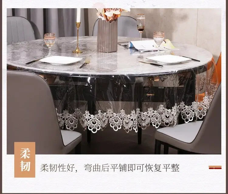 Elegant Lace Embroidered Waterproof Tablecloth