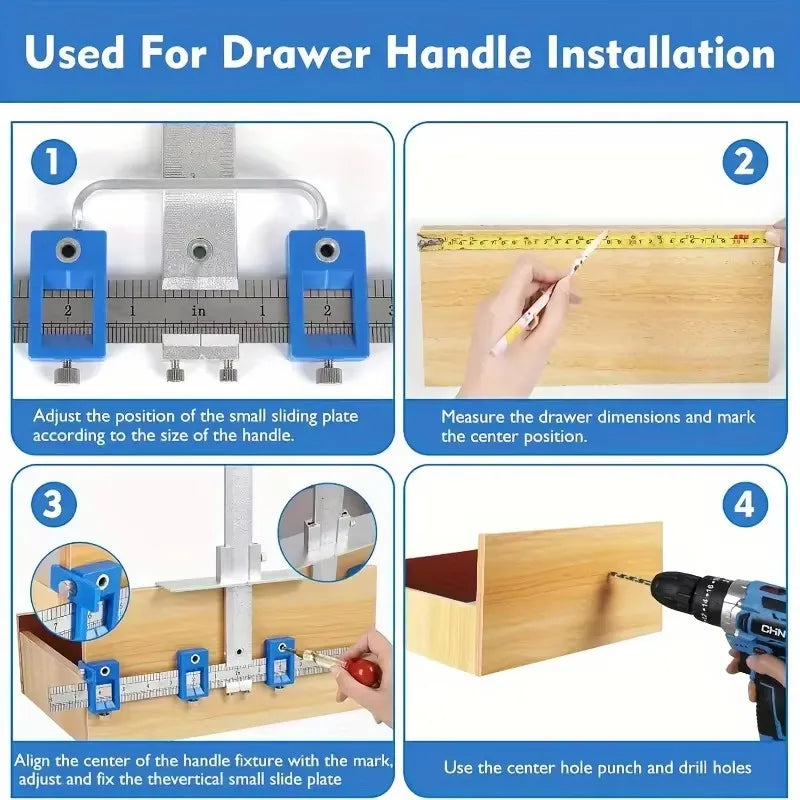 Cabinet Handle Drill Guide Template with Locator Punch