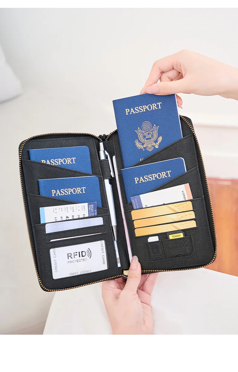 RFID Blocking Travel Passport Holder and Document Organizer