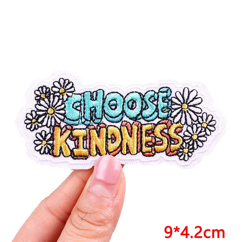 Encouraging Embroidered Iron-On Patches for Jackets, Jeans & Bags