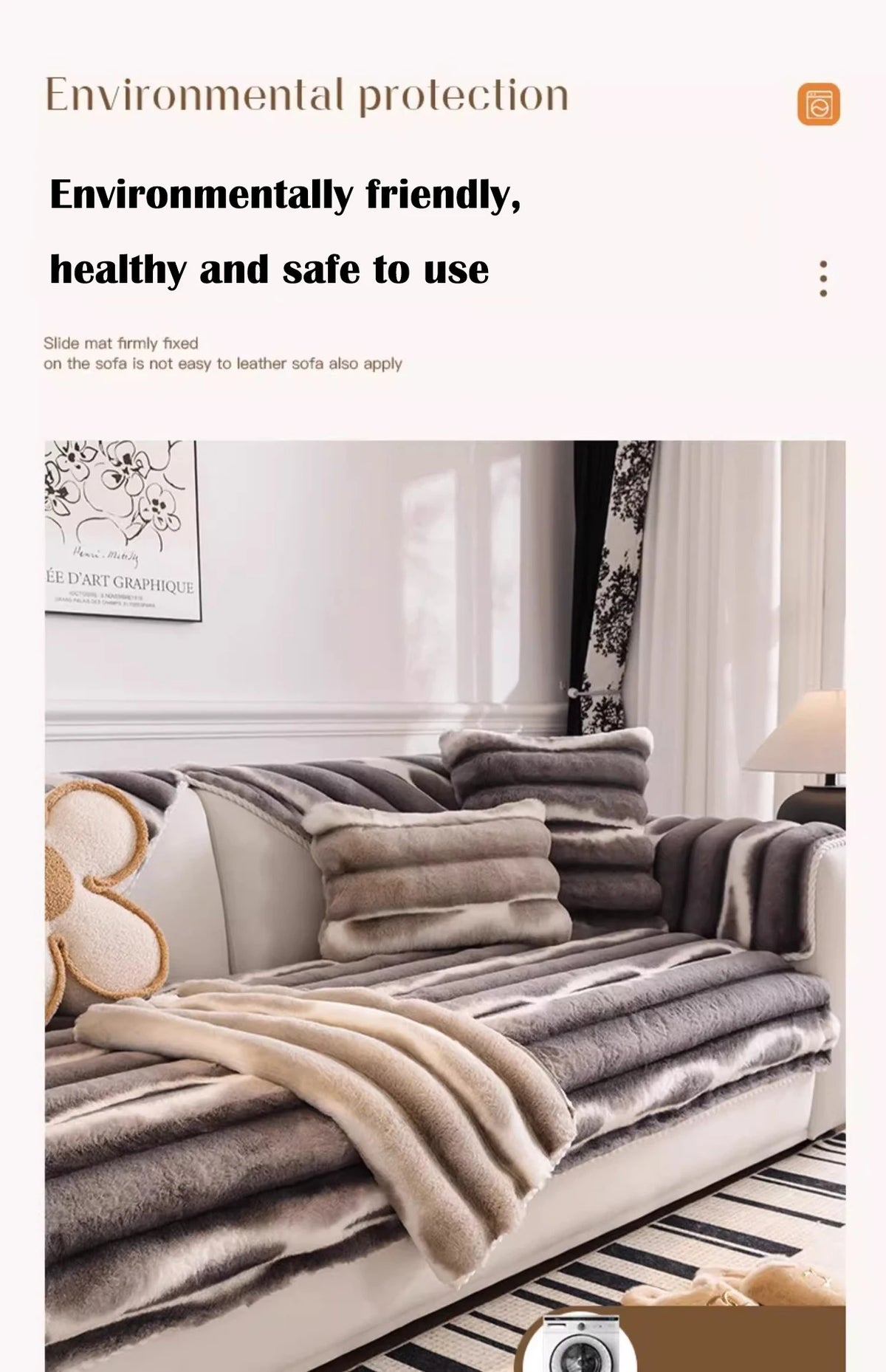 Plush Velvet Padded Sofa Cover with Non-Slip Backing