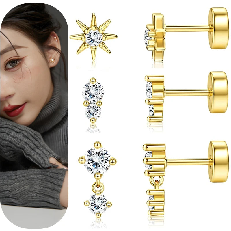 Moon-Shaped Stainless Steel Flatback Earrings