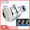 A chrome kitchen faucet adapter featuring 3 modes for multi-flow settings.