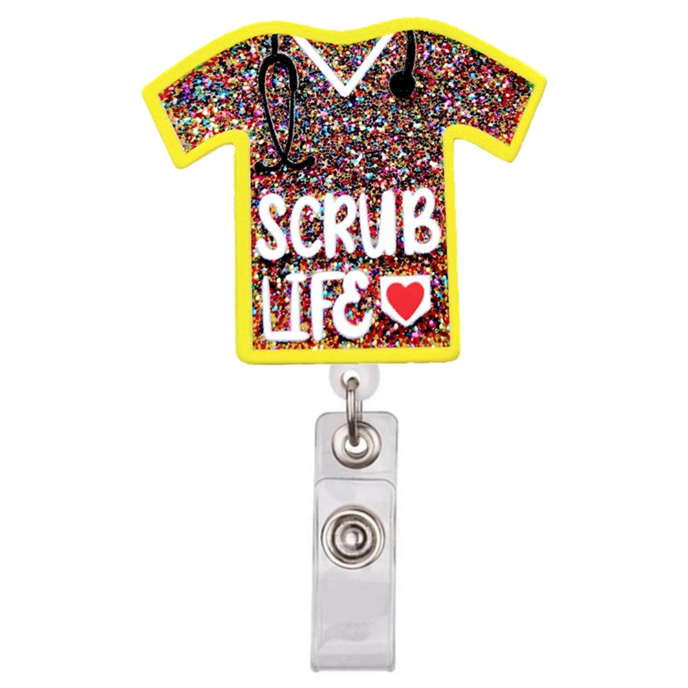 Glitter Acrylic Retractable ID Badge Reel