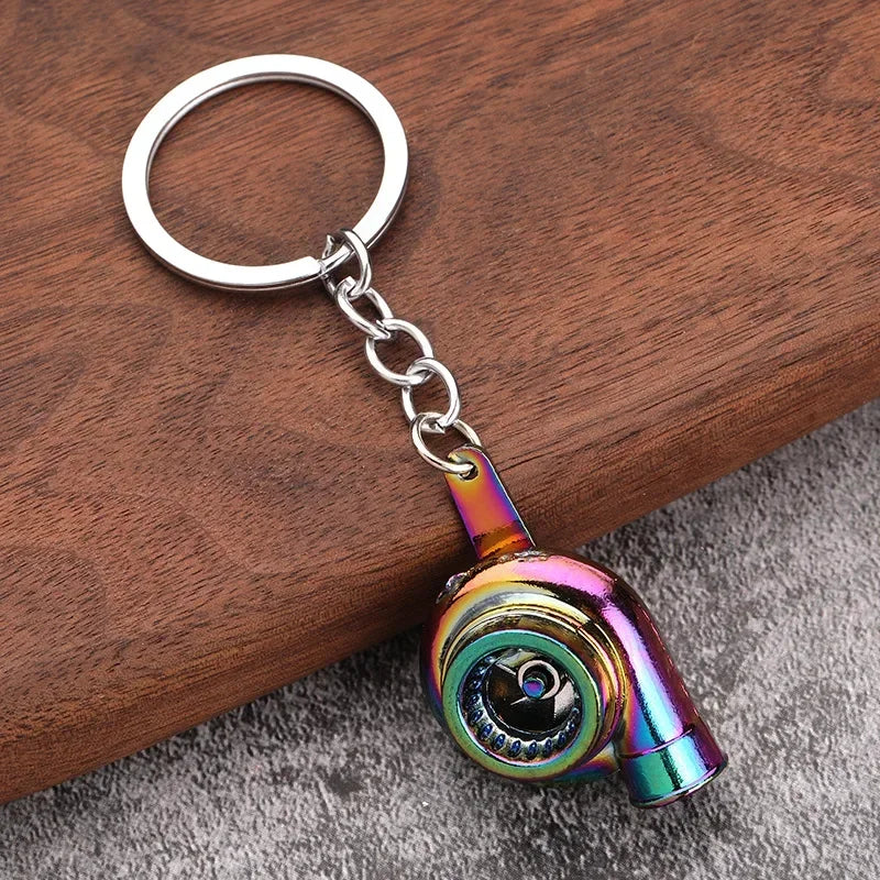 Gearbox Keychain with Turbo Hub and Brake Disc Pendant