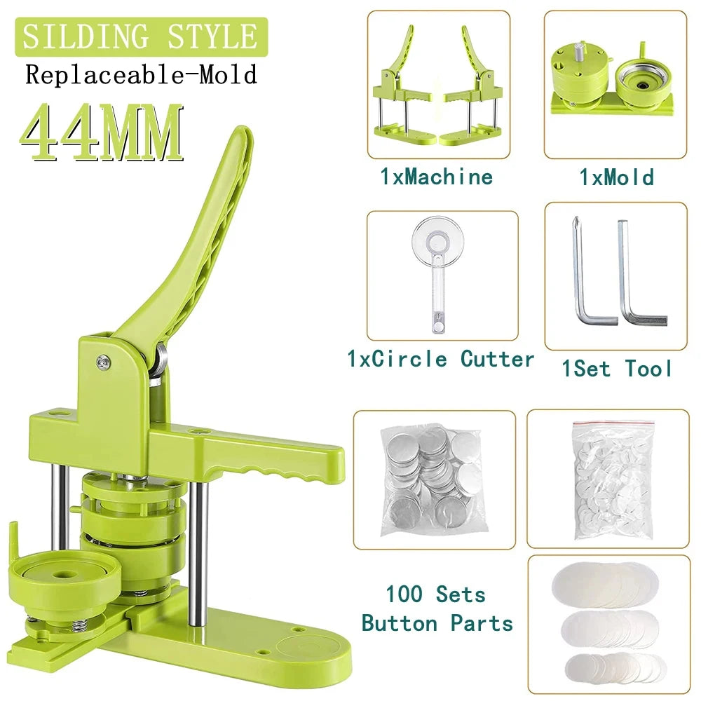 DIY Pin Button Maker Machine Kit with 100 Button Parts and Circle Cutter
