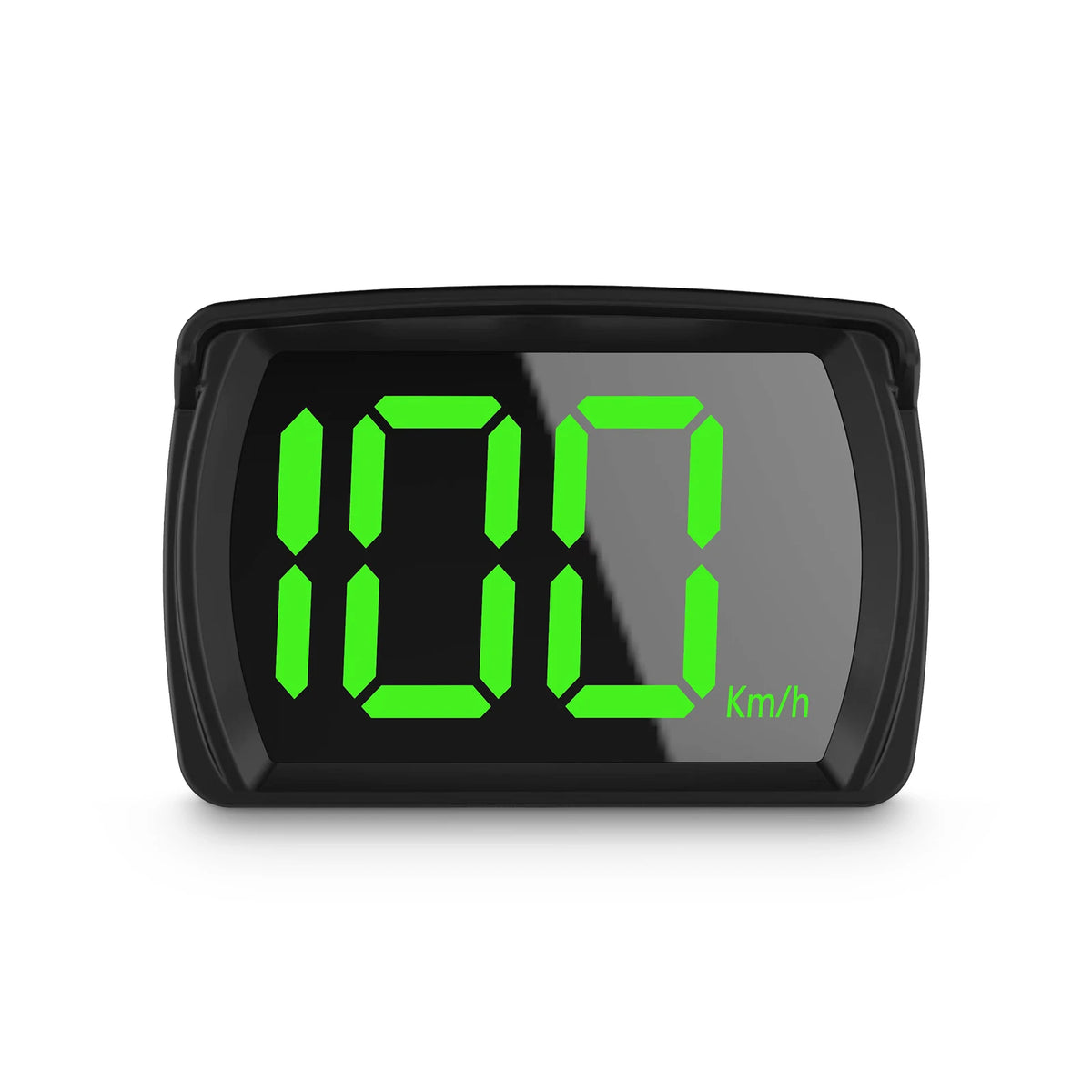 Black digital speedometer with a bright green LED display showing 100 Km/h