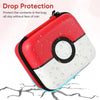 A red and white hard-shell trading card storage box is shown with water droplets on it, demonstrating drop protection.