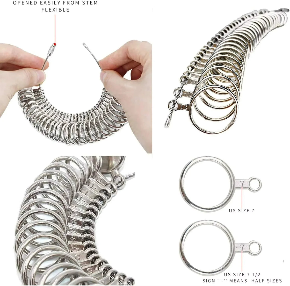 Metal Ring Sizer Mandrel with Stainless Steel Gauge Set