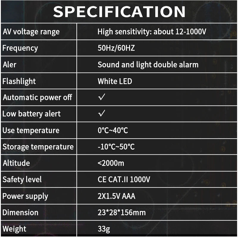 Non-Contact Voltage Tester with Voice Alert (12-1000V)