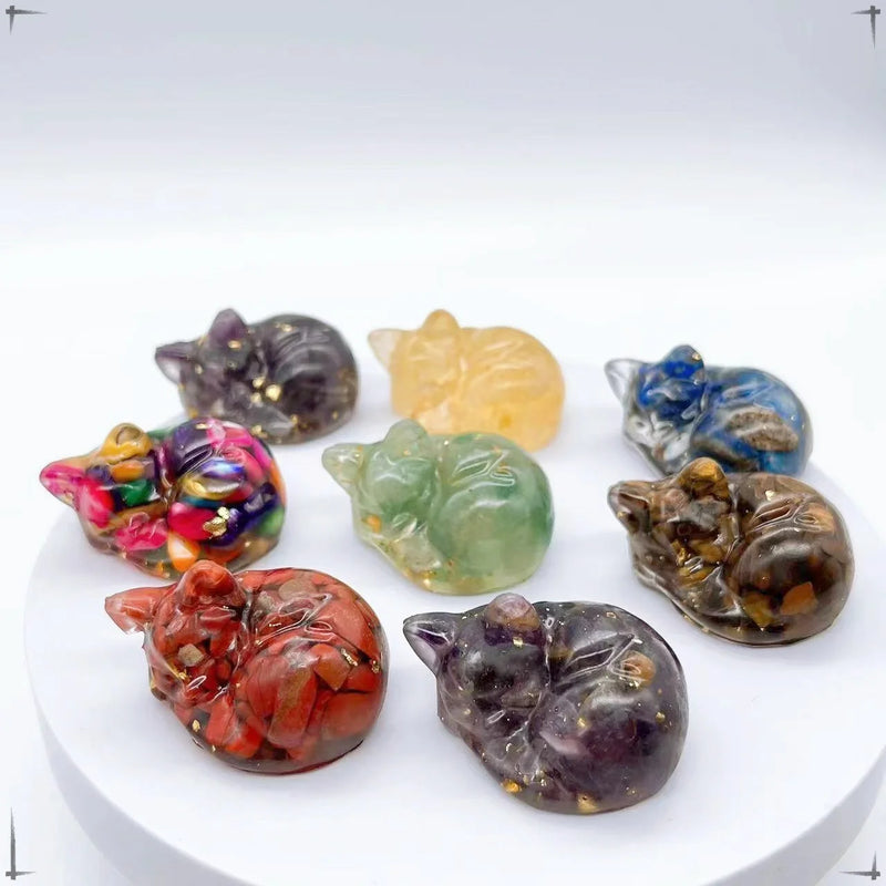 Sleeping Cat Crystal Resin Figurine