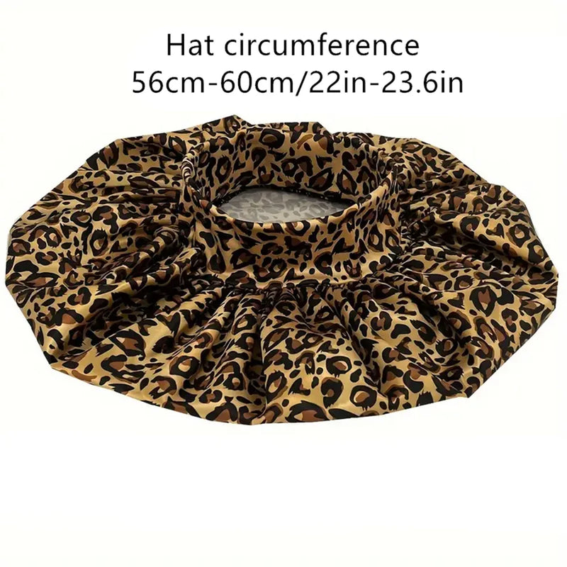 Leopard Print Satin Sleep Bonnet