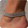 14K Gold-Plated Cuban Chain Anklet Set