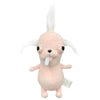 A light pink plush chihuahua dog with white hair and a tongue sticking out.