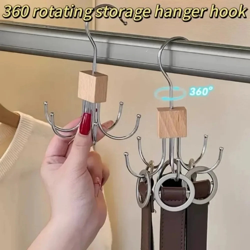 360° Rotating Multi-Hook Closet Organizer for Belts, Scarves, and Ties