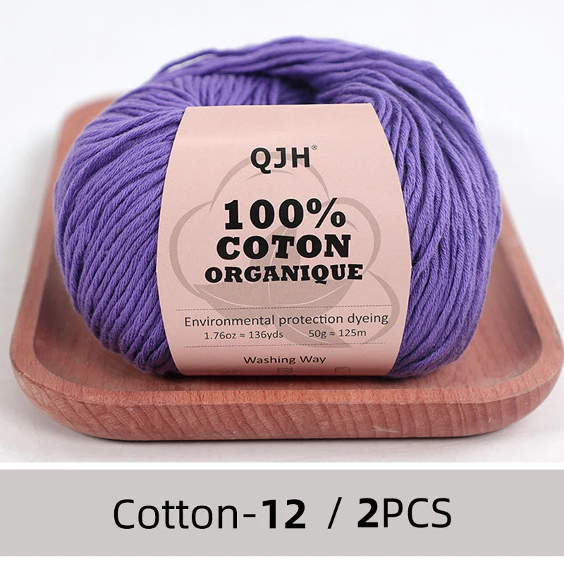 100% Organic Cotton Yarn for Knitting and Crocheting (2-Pack)