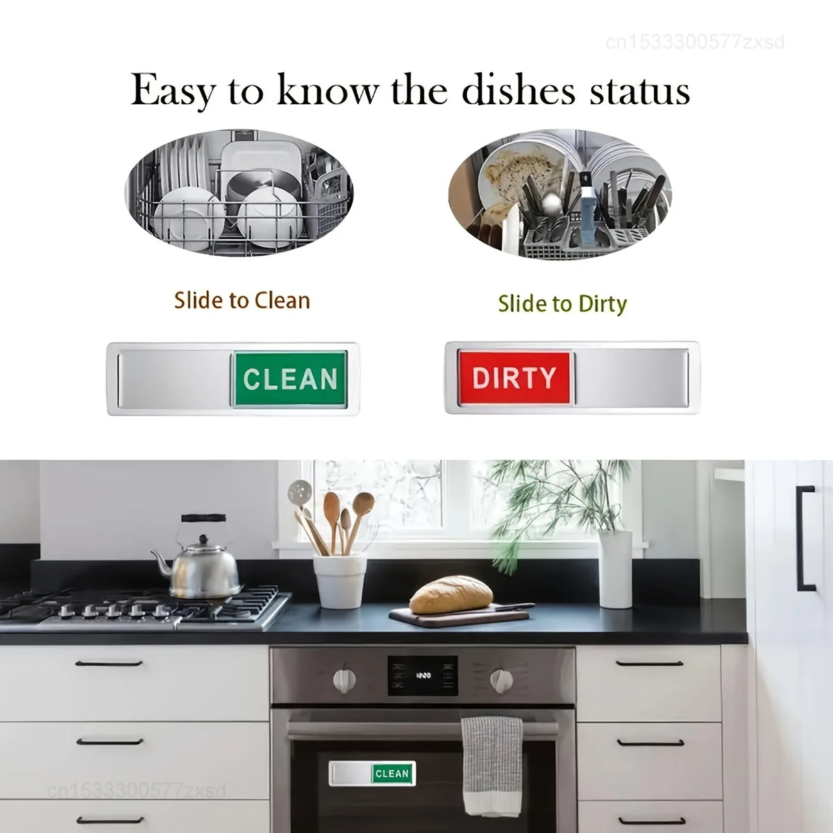 Dishwasher clean dirty magnet sign showing clean and dirty indicators for appliance use