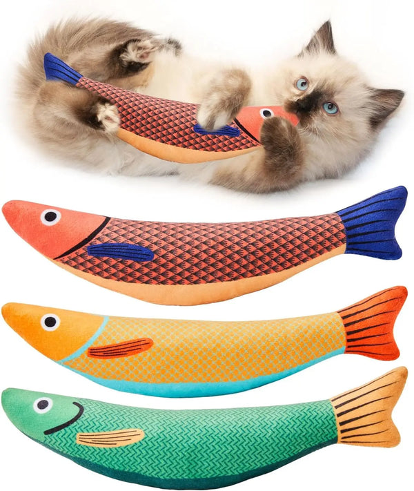 Interactive Fish Catnip Plush Toy with Squeaker