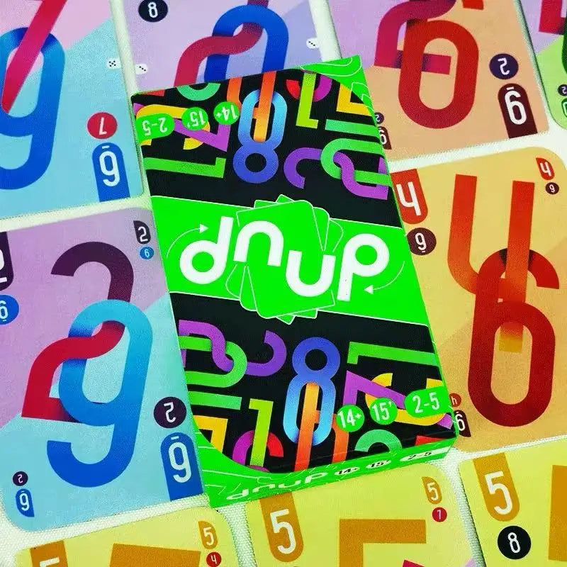 A collection of colorful cards from the Omega Card Game featuring various geometric shapes and bright colors.