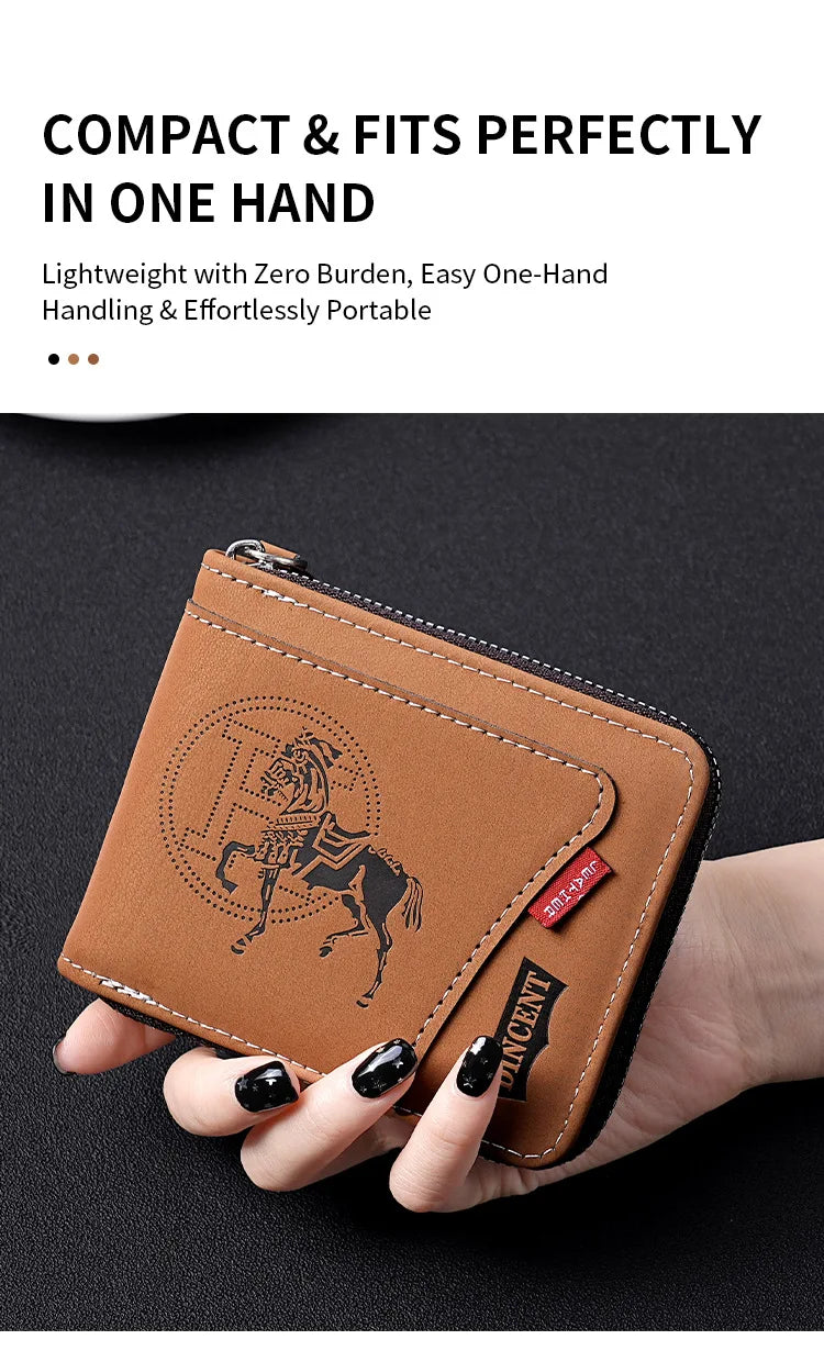 Vintage Waxed Leather Bifold Wallet with Coin Pocket