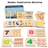 Un juego de puzzles de números de madera con animales y números de 2 a 10.