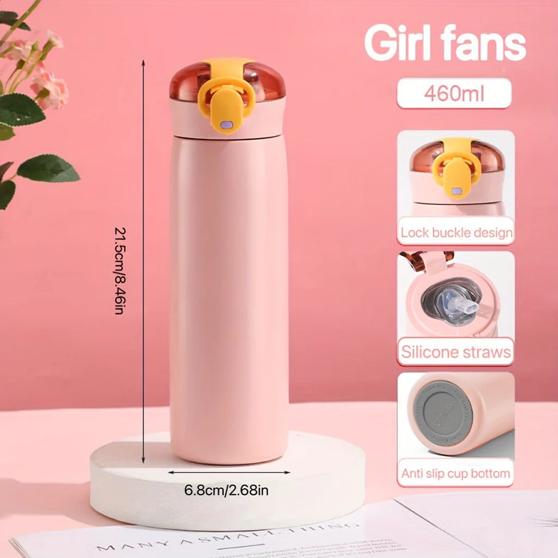 Minimalist Insulated Water Bottle with Pop-Up Straw Lid