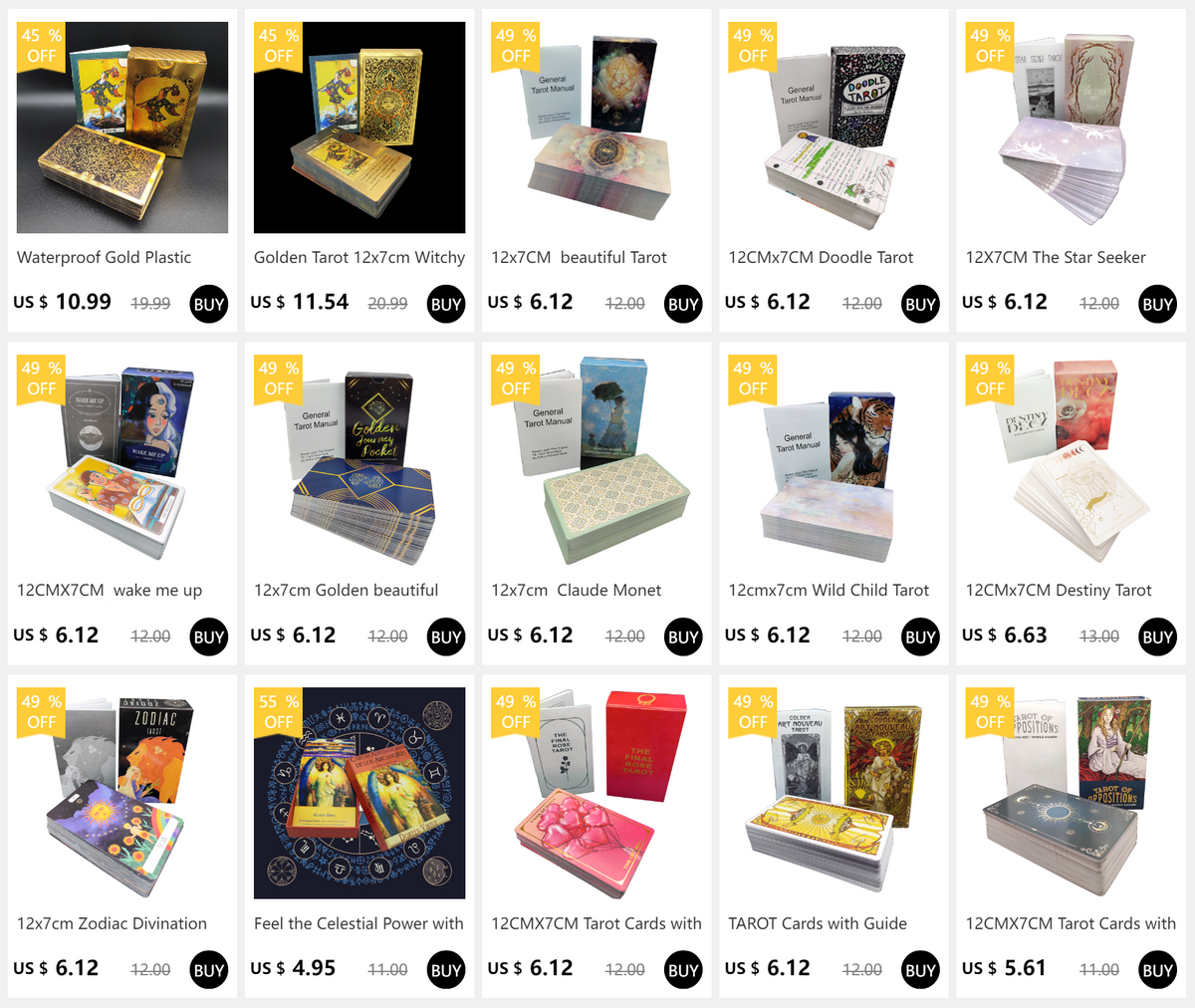 Shadows Tarot Card Deck - 78 Mystical Cards for Divination and Games