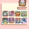 A set of colorful illustrations featuring animals and fantasy scenes from the Water Doodle Book for kids.